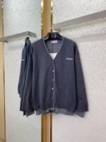 Miu Miu False Two Piece Logo Cardigan Grey - 图片 5