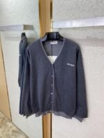 Miu Miu False Two Piece Logo Cardigan Grey - 图片 7