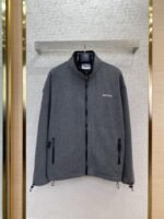 Miu Miu Logo Standing Collar Jacket Grey