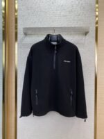 Miu Miu Logo Standing Collar Jacket Black