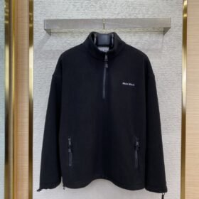 Miu Miu Logo Standing Collar Jacket Black