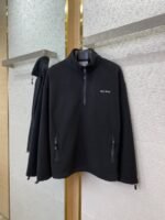 Miu Miu Logo Standing Collar Jacket Black - 图片 5