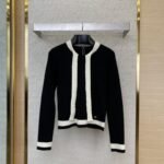 Chanel Ribbon Tie Knit Shirt Black