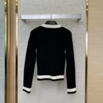Chanel Ribbon Tie Knit Shirt Black - 图片 2