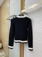 Chanel Ribbon Tie Knit Shirt Black - 图片 5