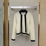 Chanel Ribbon Bow Tie Knit Shirt White