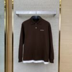 Miu Miu Logo Embroidery Long Sleeve Polo Shirt
