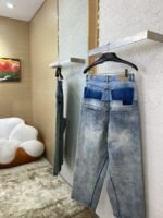 Balenciaga Patchwork Washed Denim Trousers Light Blue - 图片 4