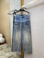 Balenciaga Patchwork Washed Denim Trousers Light Blue - 图片 5