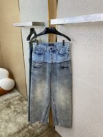 Balenciaga Patchwork Washed Denim Trousers Light Blue - 图片 7