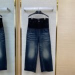 Balenciaga Patchwork Washed Denim Trousers Dark Blue