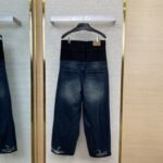 Balenciaga Patchwork Washed Denim Trousers Dark Blue - 图片 2