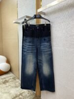Balenciaga Patchwork Washed Denim Trousers Dark Blue - 图片 5