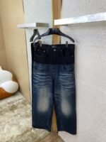Balenciaga Patchwork Washed Denim Trousers Dark Blue - 图片 7