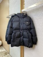Prada Mid-Length Waisted Triangle Label Down Jacket - 图片 5