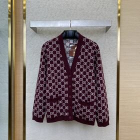 Gucci Printed Jacquard Reversible Knit Cardigan
