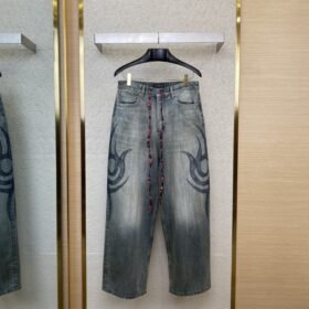 Balenciaga Y2K Baggy Graffiti Print Denim Trousers