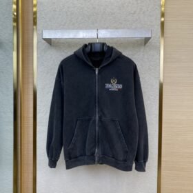 Balenciaga Logo Embroidered Hooded Sweatshirt Jacket