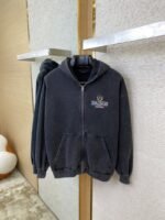 Balenciaga Logo Embroidered Hooded Sweatshirt Jacket - 图片 7