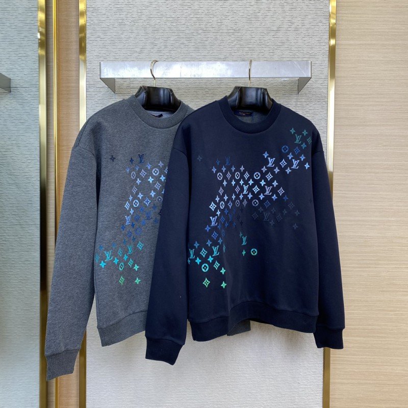 wsxc1732332928620_0.jpg LV Gradient Embroidery Crew Neck Sweatshirt Grey - 图片 1