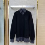 Balenciaga Shirt Patchwork V-Neck Sweater Black