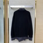 Balenciaga Shirt Patchwork V-Neck Sweater Black - 图片 2