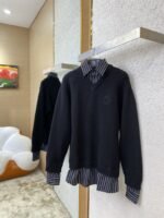 Balenciaga Shirt Patchwork V-Neck Sweater Black - 图片 3