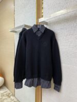 Balenciaga Shirt Patchwork V-Neck Sweater Black - 图片 5