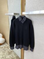 Balenciaga Shirt Patchwork V-Neck Sweater Black - 图片 7