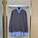 Balenciaga Shirt Patchwork V-Neck Sweater Grey