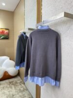 Balenciaga Shirt Patchwork V-Neck Sweater Grey - 图片 4