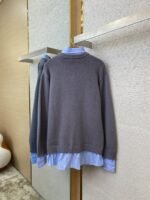 Balenciaga Shirt Patchwork V-Neck Sweater Grey - 图片 6
