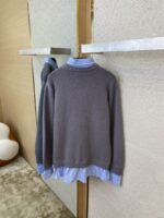 Balenciaga Shirt Patchwork V-Neck Sweater Grey - 图片 8