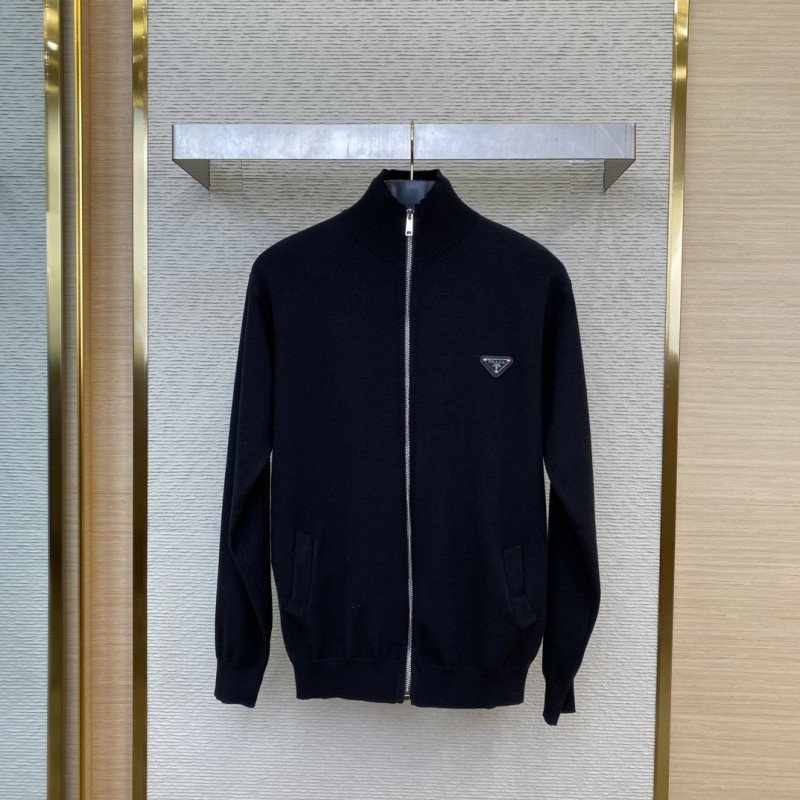 wsxc1733101491488_0.jpg Prada Wool Leather Label Zip Cardigan - 图片 1