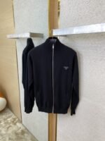 Prada Wool Leather Label Zip Cardigan - 图片 7