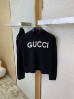Gucci Chest Letter Sweater Black - 图片 7