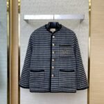 Gucci Thousand Bird Check Coarse Weave Tweed Wool Jacket