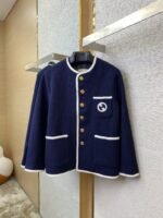Gucci Badge Logo Tweed Wool Jacket Navy - 图片 5