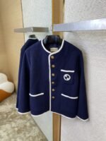 Gucci Badge Logo Tweed Wool Jacket Navy - 图片 7