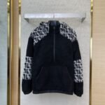 Fendi half-zip lambswool hooded sweatshirt