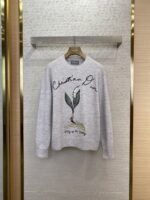 Dior Bluebell Flower Knit Crew Sweater