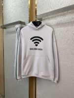 Balenciaga Love Heart Wireless Print Hooded Sweatshirt White - 图片 5