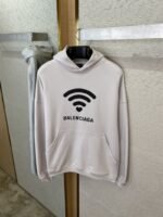 Balenciaga Love Heart Wireless Print Hooded Sweatshirt White - 图片 7