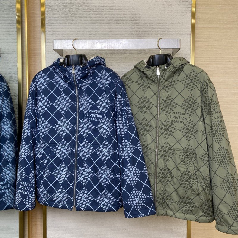 wsxc1734399224967_0-1.jpg LV diamond check reversible lambswool zip-up jacket green - 图片 1