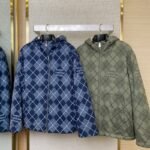 LV Lattice Reversible Lamb??s Wool Zip-Up Jacket Navy