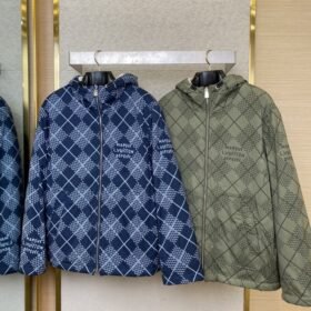 LV Lattice Reversible Lamb??s Wool Zip-Up Jacket Navy