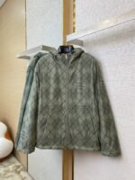 LV diamond check reversible lambswool zip-up jacket green - 图片 3