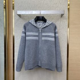 Dior Reversible Jacquard Knit Cashmere Jacket Grey