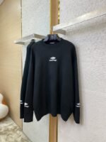 Balenciaga Logo Embroidered Crew Neck Sweater Black - 图片 5