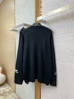 Balenciaga Logo Embroidered Crew Neck Sweater Black - 图片 6